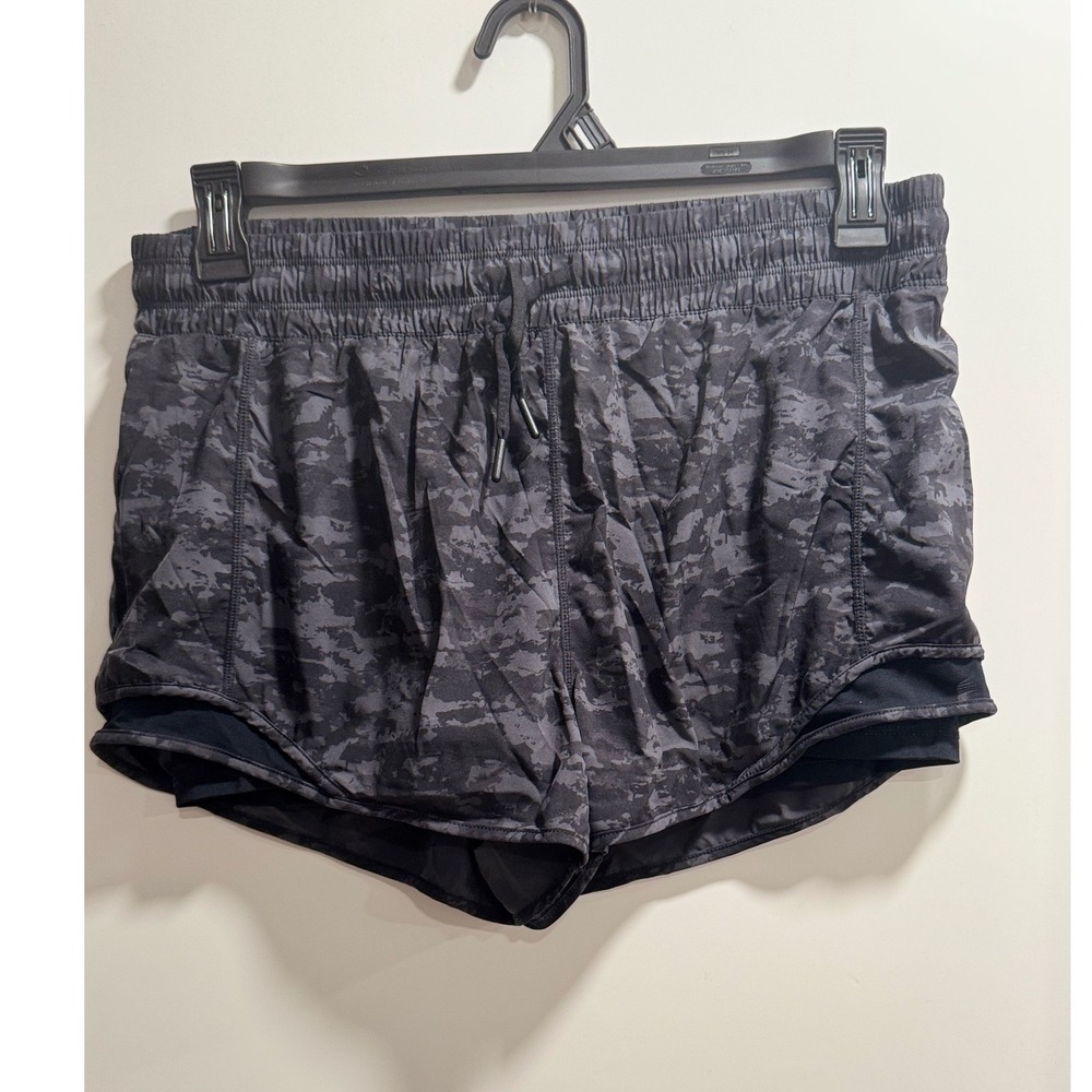 Mondetta Performance‎ Luxury Womens Black Camo 2-in-1 Running Shorts Large